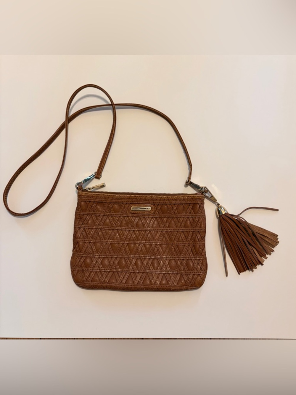 Rebecca Minkoff Brown Quilted Tassel Crossbody Bag